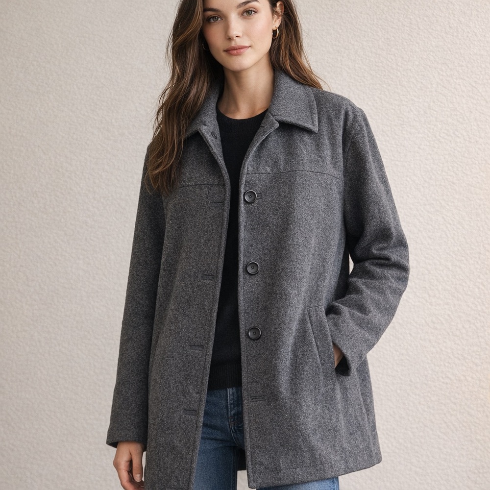 Vintage J. Crew Charcoal Pea Coat
